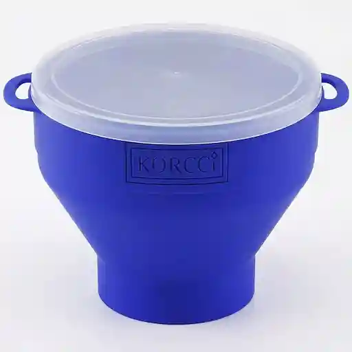 KORCCI Silicone Microwave Popcorn Popper — collapsible, dishwasher safe, blue, 15 cups