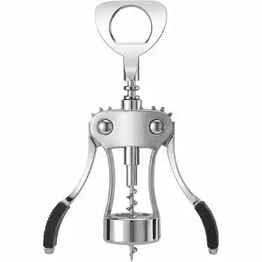 KORCCI Wine Opener Heavy-Duty Zinc Alloy Wing Corkscrew with ergonomic handle, Silver